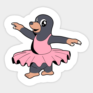 Cartoon mole dances ballet - ballerina Sticker